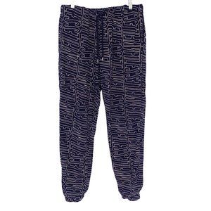 VFiles navy all over logo print cozy sweatpant joggers